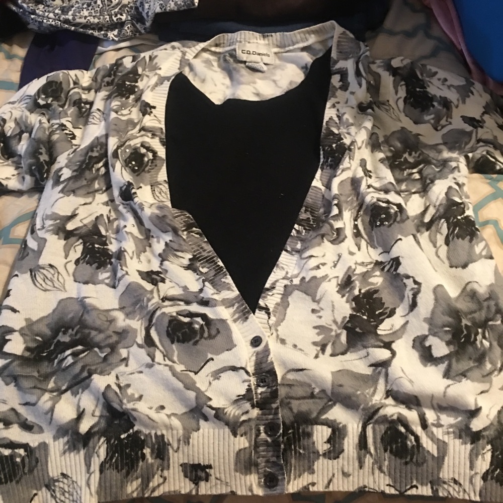 Black floral sweater